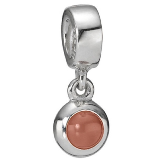 RETIRED Authentic Pandora Pink Opal Cabochon Dangle Charm - Picture 1 of 4